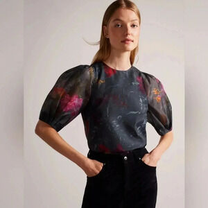 Ted Baker Ayymee Printed Puff Sleeve Blouse